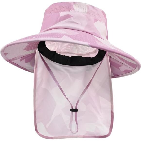 Accessories - Sun Hats UV Protection with Neck Flap Camo Pink